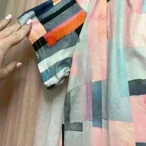 Pixie Lady XL zipper V neck top short sleeve Item # 1O - Picture 4 of 5